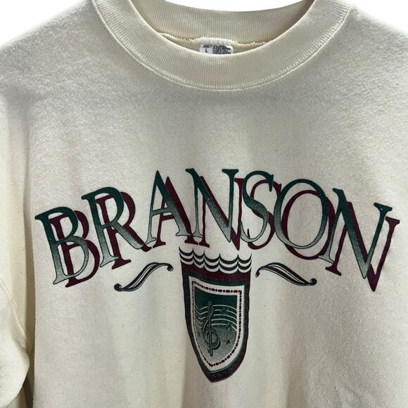 Vintage Branson USA Sweatshirt Cream Pullover Fruit of the Loom L - Picture 2 of 6